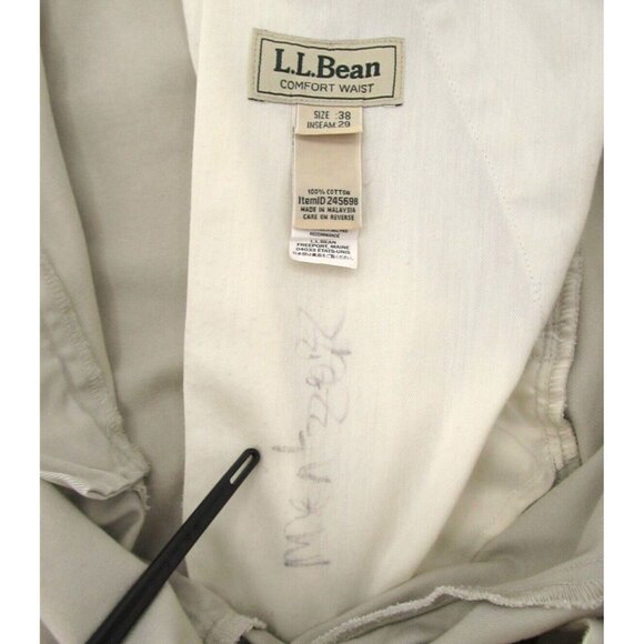 Vintage LL Bean Pants Mens 38x29 Beige Stretch Comfort Waist Straight Leg Khakis - Picture 10 of 15